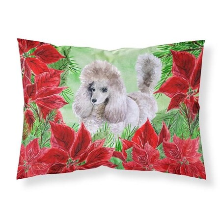 Carolines Treasures Carolines Treasures CK1313PILLOWCASE Poodle Poinsettas Fabric Standard Pillowcase CK1313PILLOWCASE